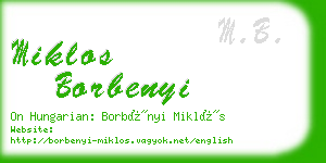 miklos borbenyi business card